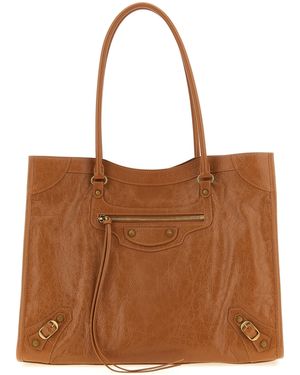 Balenciaga Lamb Leather Shoulder Bag - Brown