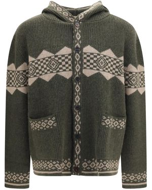BAZISZT Horin Cardigan Kashmir/Capra Hircus Jumper - Green