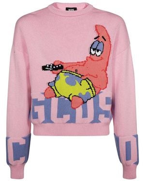 Gcds Cotton Crew-Neck Sweater - Pink