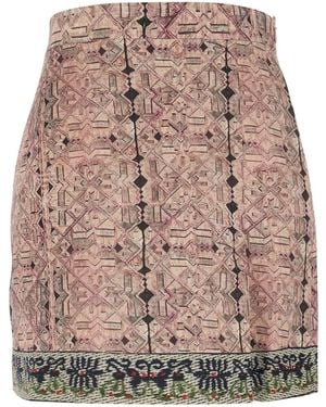 HUI Dress Umberto With Silk Print For Sapphire Skirt - Brown