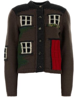 JW Anderson Brown Wool Cardigan - Black