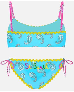 MC2 Saint Barth Girl Bralette Bikini With Paisley Print - Blue