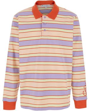 JW Anderson Polo Shirt With Logo Embroidery On The Sleeve And All-Over Striped Motif - Multicolour