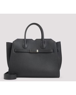 Valextra Milano Media Shoulder Bag Calf Leather - Black