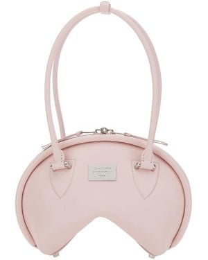 Acne Studios Handbag With Top Handles And Logo Plaque Calf Leather Shoulder Bags - Pink
