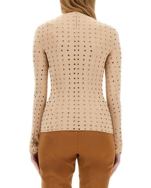 Sportmax Top With Crystals Polyamide Tops - Natural