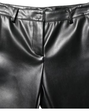 Dolce & Gabbana Pu Leather High Waisted Trouser Pants Polyurethane Polyester - Black