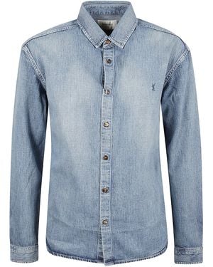Saint Laurent Cassandre Day Denim Shirt - Blue