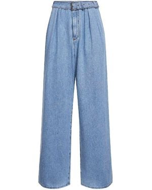 Dries Van Noten Denim Belted Wide-Leg Jeans - Blue