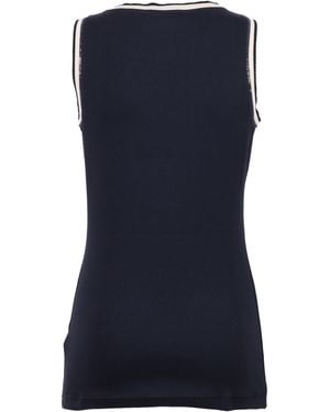 Fabiana Filippi Ribbed Tank Top With Contrast Knit Trim Cotton Elastane T-Shirt - Blue