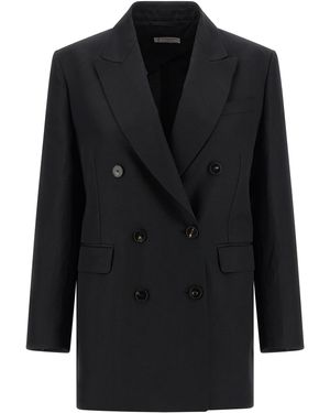 Alberto Biani Linen Viscose Blazer Blazer, Suits - Black