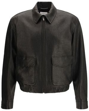 Saint Laurent Black Lamb Ovis Aries Aries Leather Jacket