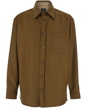 A.P.C. Jacket With Classic Collar And Buttoned Cuffs - Green