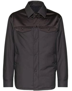 Ferragamo Satin-Panel Shirt Jacket - Black
