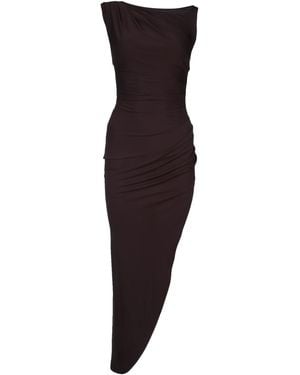 Elisabetta Franchi Abito Lungo Con Spacco - Black