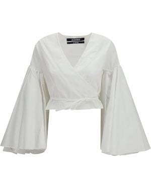 Jacquemus Paysan Wrap Top Cotton Shirt - White