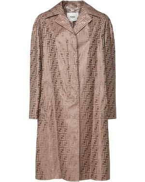 Fendi Cotton-Blend FF Motif Coat - Brown