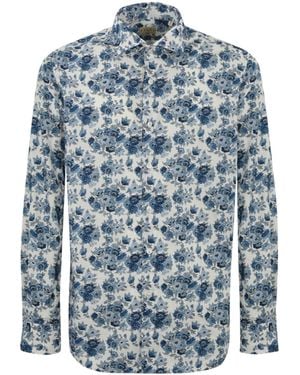 Xacus Floral Cotton Shirt - Blue