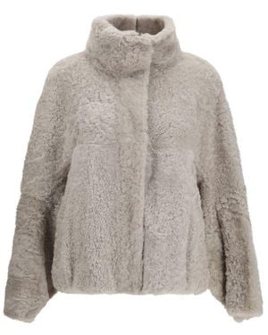 Brunello Cucinelli Faux Fur Full-Length Jacket Clothing - Gray