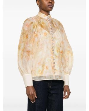 Zimmermann Crush Printed Linen Shirt - Natural