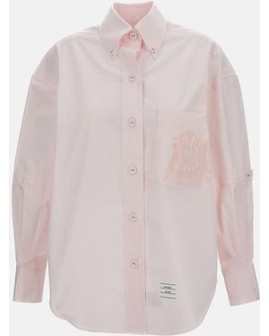 Thom Browne Supersized Long Sleeve Point Collar Shirt - Pink