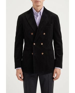 Brunello Cucinelli Wool Blend Double Breasted Blazer - Black