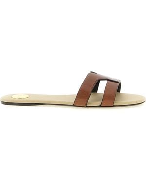Saint Laurent Calfskin Slides Shoe - White