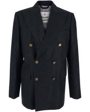 Vivienne Westwood Double-Breasted Jacket With Wide Peak Lapels - Black