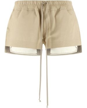 Rick Owens Lamb Leather Bermuda Shorts - Natural