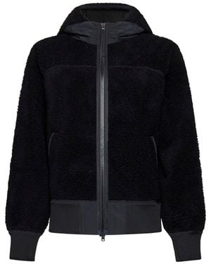 Canada Goose Zipped Drawstring Wool-Blend Hoodie - Black