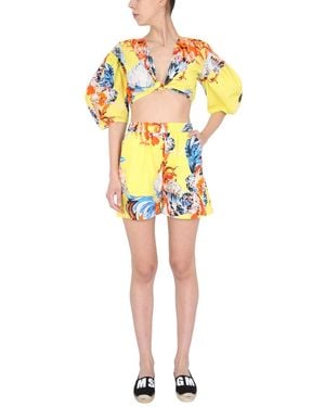 MSGM Printed Shorts Cotton - Yellow