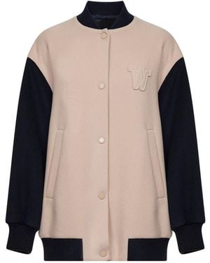 Weekend by Maxmara Double-Faced Wool Bomber Jacket Virgin Puffer - Natural