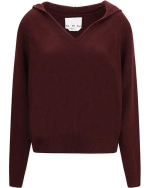 Sa Su Phi Cashmere Hooded Jumper Kashmir/Capra Hircus; Silk - Purple