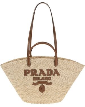 Prada Raffia Tote Bag - Natural