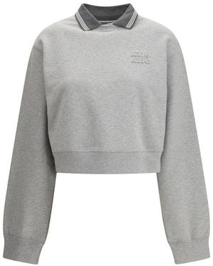 Miu Miu Cotton Sweatshirt Clothing - Grey