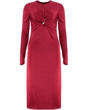 Versace Dress With Decorative Draping - Red