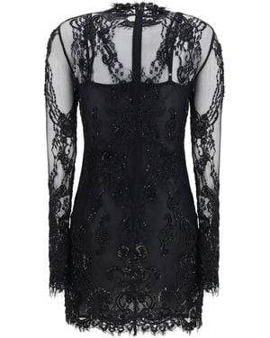 Blumarine Embroidered Lace Mini Dress - Black