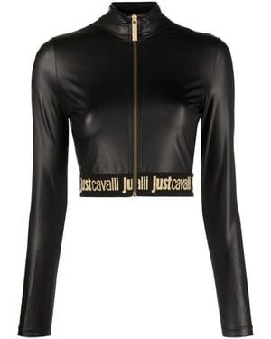 Just Cavalli Top With Zip And Long Sleeves - Black