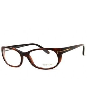 Tom Ford Eyeglasses Rectangle Full Rim, Havana Frame And Clear Demo Lenses Lens Ft5229052 Sunglasses - Brown