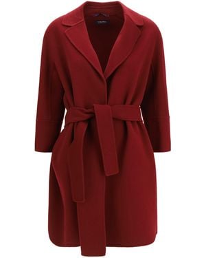 Max Mara Arona Virgin Wool Coat Fleece Ovis Aries - Red