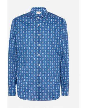 MC2 Saint Barth Muslin Cotton Shirt Sikelia With Batik Print __Single__ - Blue