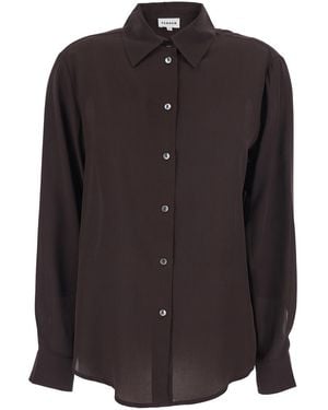 P.A.R.O.S.H. Dark Shirt With Pointed Collar And Long Sleeves - Black