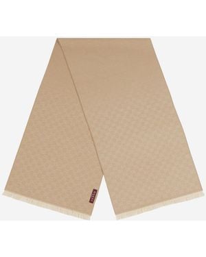 Gucci Gg Motif Wool Scarf - Natural