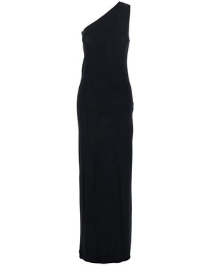 Semicouture One-Shoulder Long Dress With Asymmetric Neckline - Black