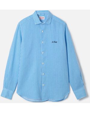 MC2 Saint Barth Striped Linen Shirt Pamplona - Blue