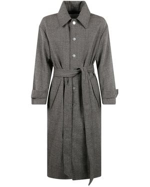 Ami Paris Paris Long-Sleeved Belted Coat - Grey