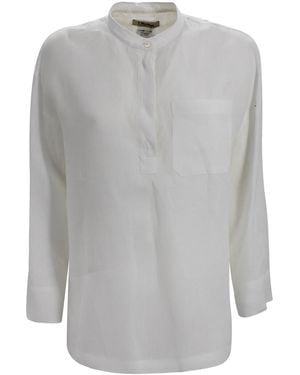 Max Mara Linen Shirt With Mandarin Collar - Grey