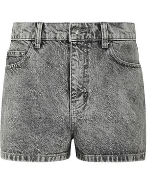 ROTATE BIRGER CHRISTENSEN Embellished Denim Shorts - Gray