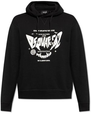 DSquared² Logo-Printed Drawstring Hoodie - Black