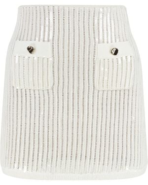 Self-Portrait Knitted Mini Skirt - White